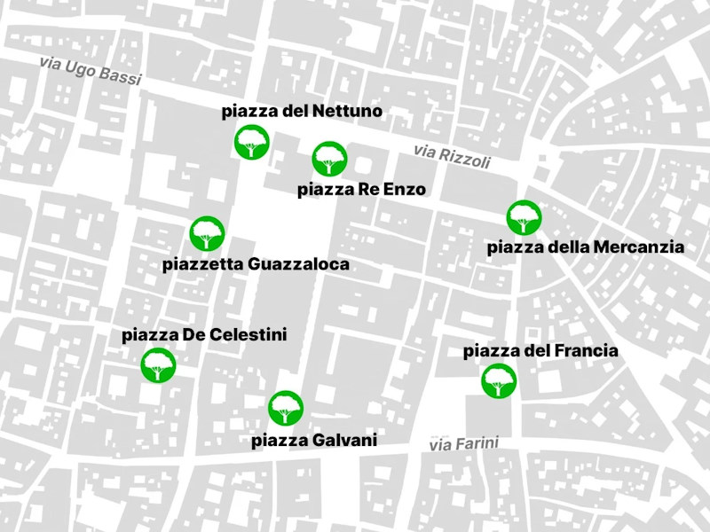 Allerta caldo, 100 alberi nelle piazze del centro di Bologna